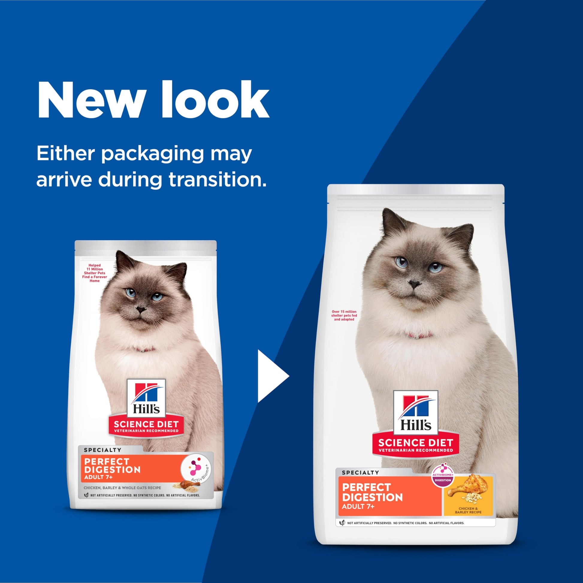Hill's Science Diet Adult 7+ Perfect Digestion Chicken, Barley & Whole Oats Recipe Dry Cat Food 1.58 kg Bag Hill's Science Diet