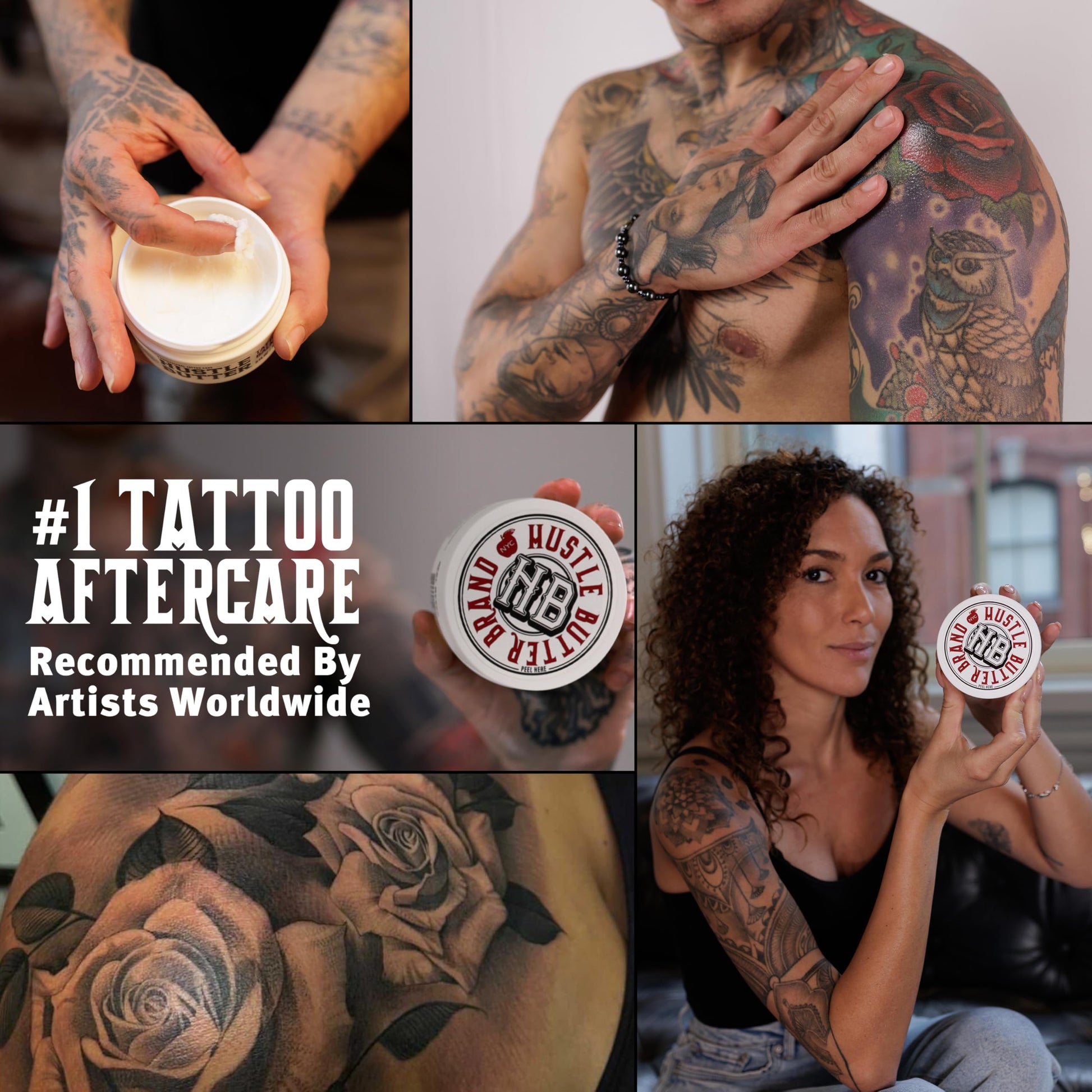 Hustle Butter Tattoo Aftercare 5oz Tattoo Balm, Heals + Protects New Tattoos and Rejuvenates Older Tattoos - 100% Vegan Tattoo Cream No-Petroleum - Available at All In One Marketplace Canada