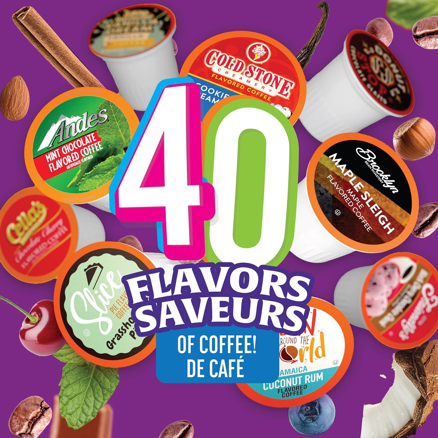 Two Rivers Coffee Flavored K-Cup Variety Pack - 40 Assorted Pods