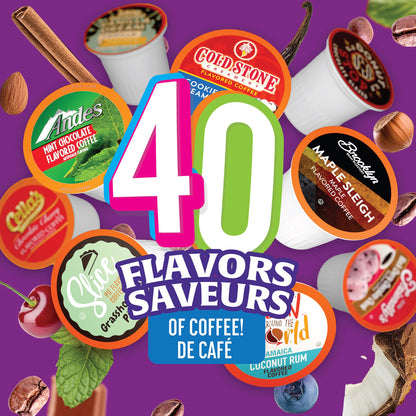 Two Rivers Coffee Flavored K-Cup Variety Pack - 40 Assorted Pods