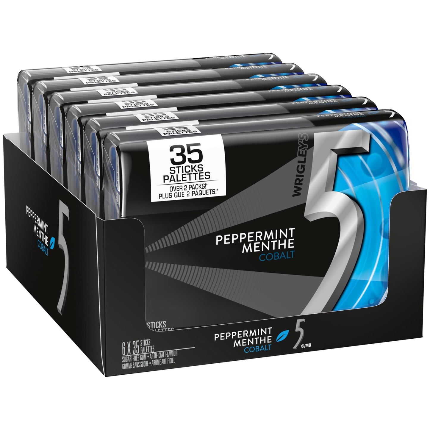 5 GUM Peppermint-Cobalt Sugar-Free Chewing Gum, 35 Sticks (6 Pack)