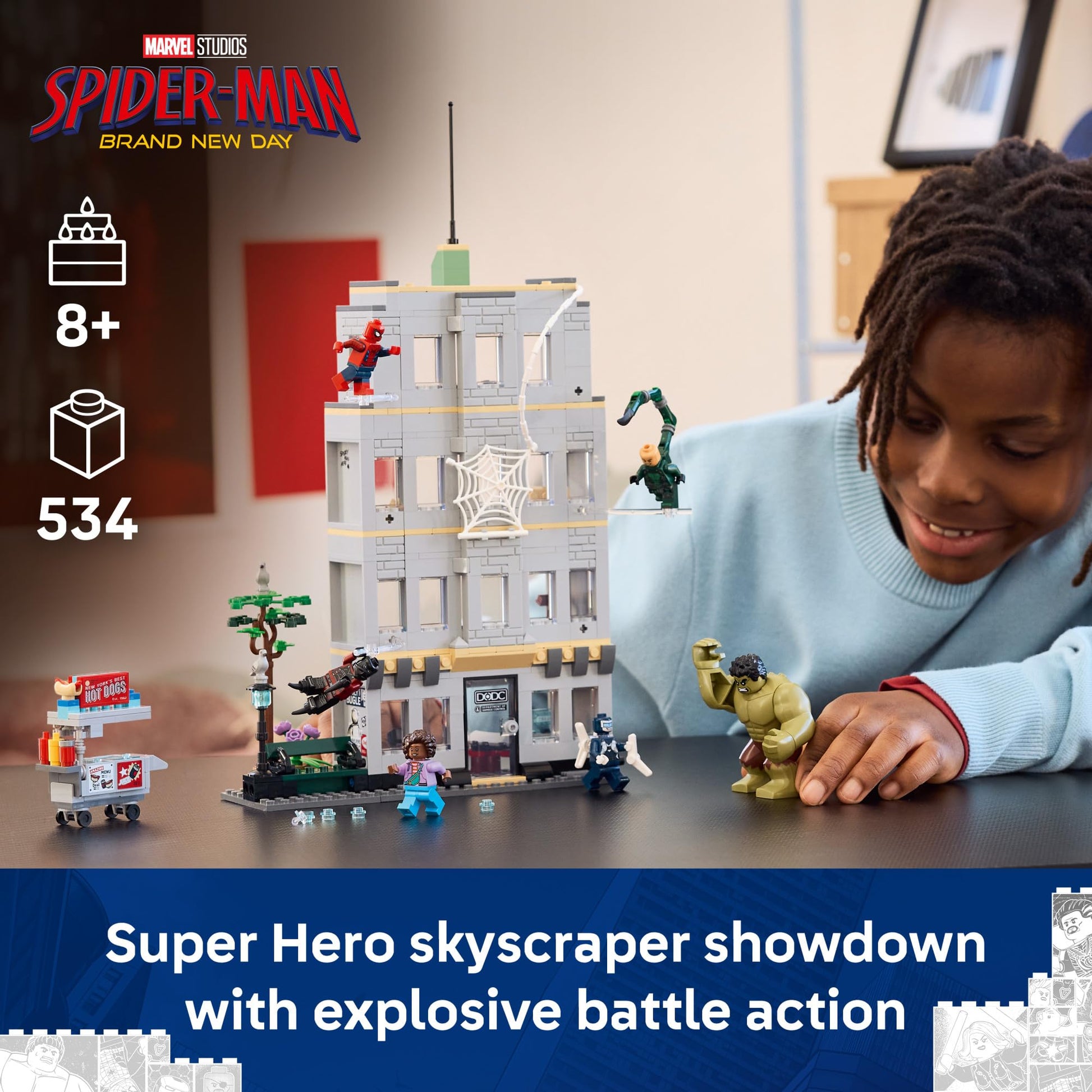 LEGO Marvel Spider-Man vs Hulk Epic Clash - Super Hero Building Toy for Boys & Girls, Ages 8+ - Includes 5 Minifigures & Hulk Figure - Spiderman Toy for Fans - Gift for Birthdays - 76350 LEGO