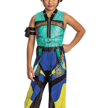 K-Pop Demon Hunters Zoey Costume, Official Halloween Jumpsuit and Arm Accessory Outfit, Kids Size (10-12)