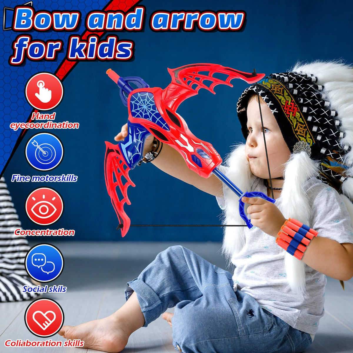 Bow and Arrow for 3-5 Year Old Boys, vicia Kids Outdoor & Indoor Toys for Boys 4-6 Archery Target Set with 20 Foam Suction Cup Boy Gift Age 3 4 5 6 7 8 Kid Games Christmas Birthday Gifts 🍁 All In One Marketplace Canada