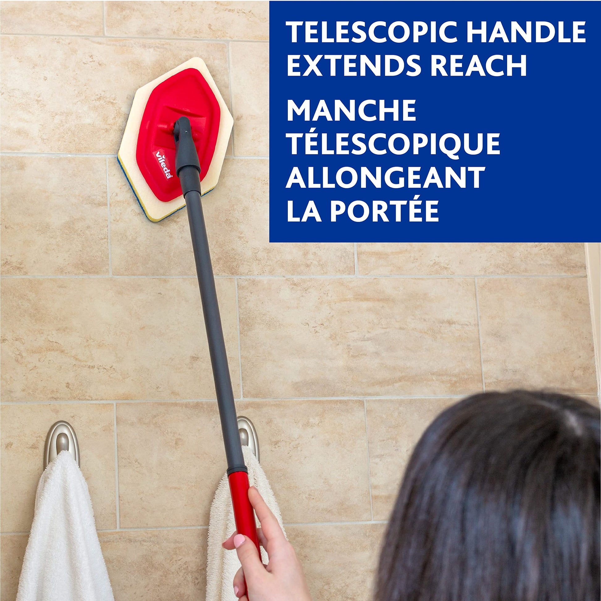 Vileda Bathroom Cleansing Supplies Set | Includes 1 Magic Mop with 1 Extra Refill and 1 Microfibre Bathroom Cleaning Cloth Vileda