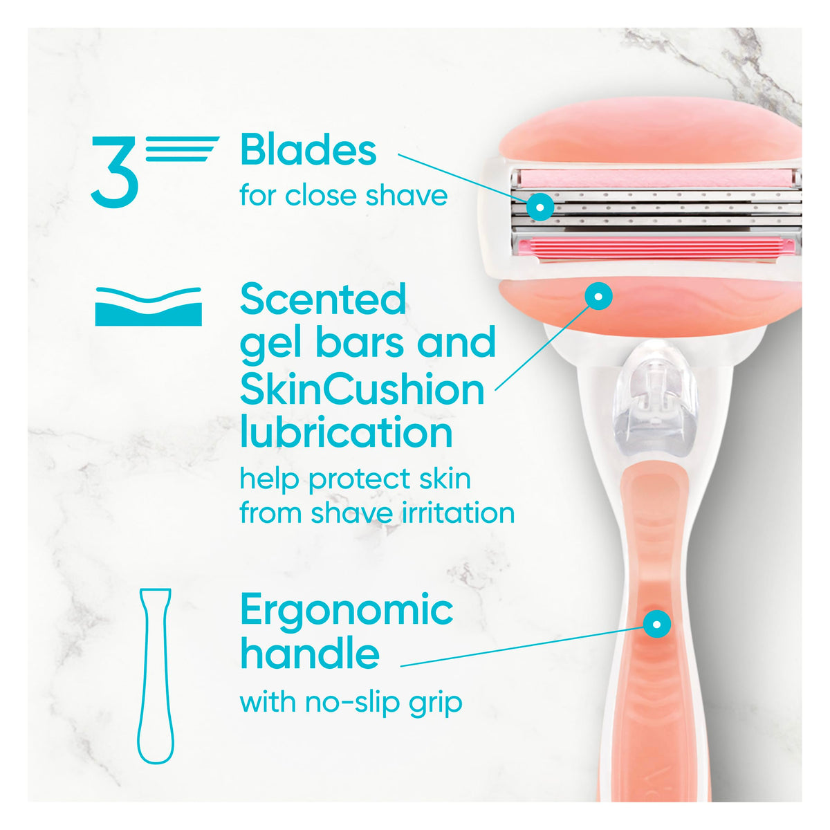 Gillette Venus Comfortglide White Tea Women's Razor - 1 Handle + 4 Refills