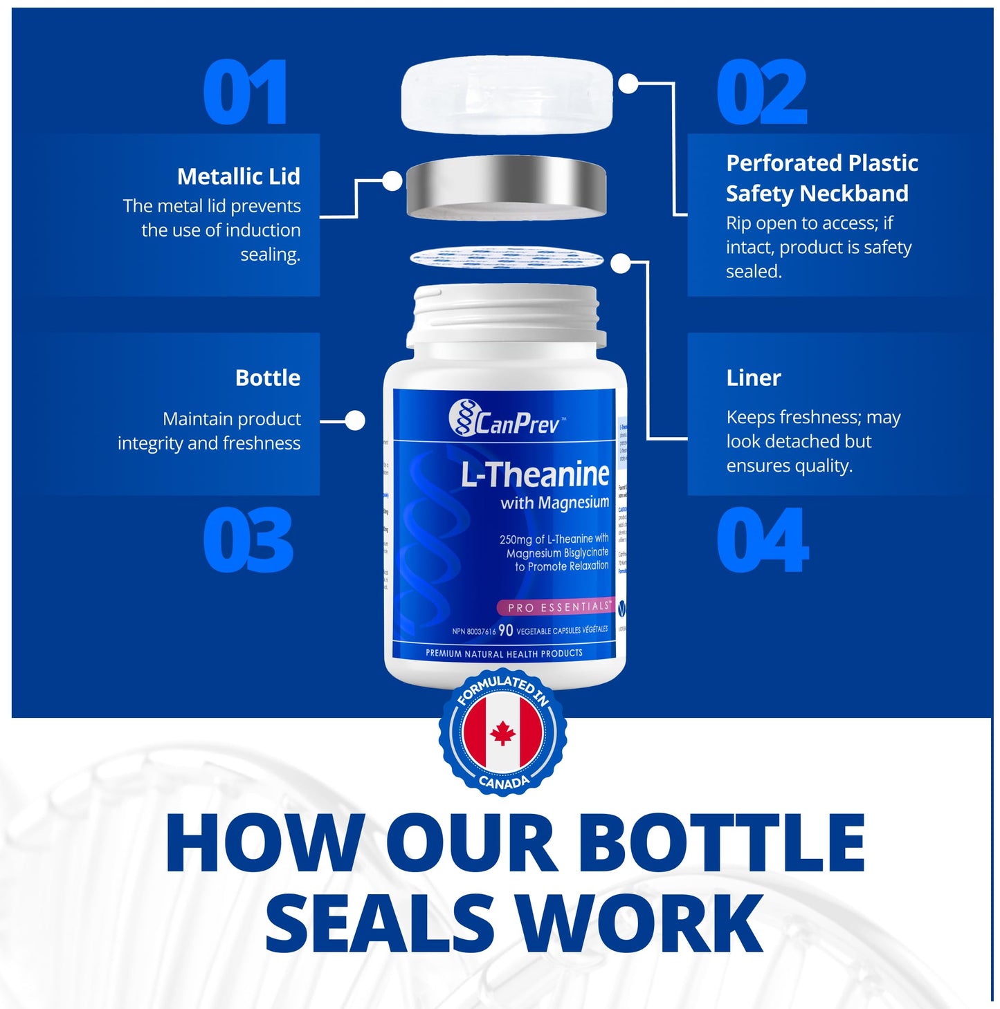 CanPrev L-Theanine with Magnesium, 90 Capsules 90-Day Supply - Promote Relaxation and Calmness - Without Drowsiness - Synergistic Blend for Well-being Management - Vegan, Non-GMO and Gluten-Free - Available at All In One Marketplace Canada