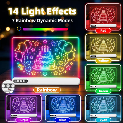 16'' LED Drawing Board for Kids, Rechargeable Led Note Board with 7 Colors, Light Up Drawing Tablet 7 Dynastic Modes Includes Adapter, Christmas Birthday Halloween Gifts for Girls & Boys Age 3+ White 🍁 All In One Marketplace Canada