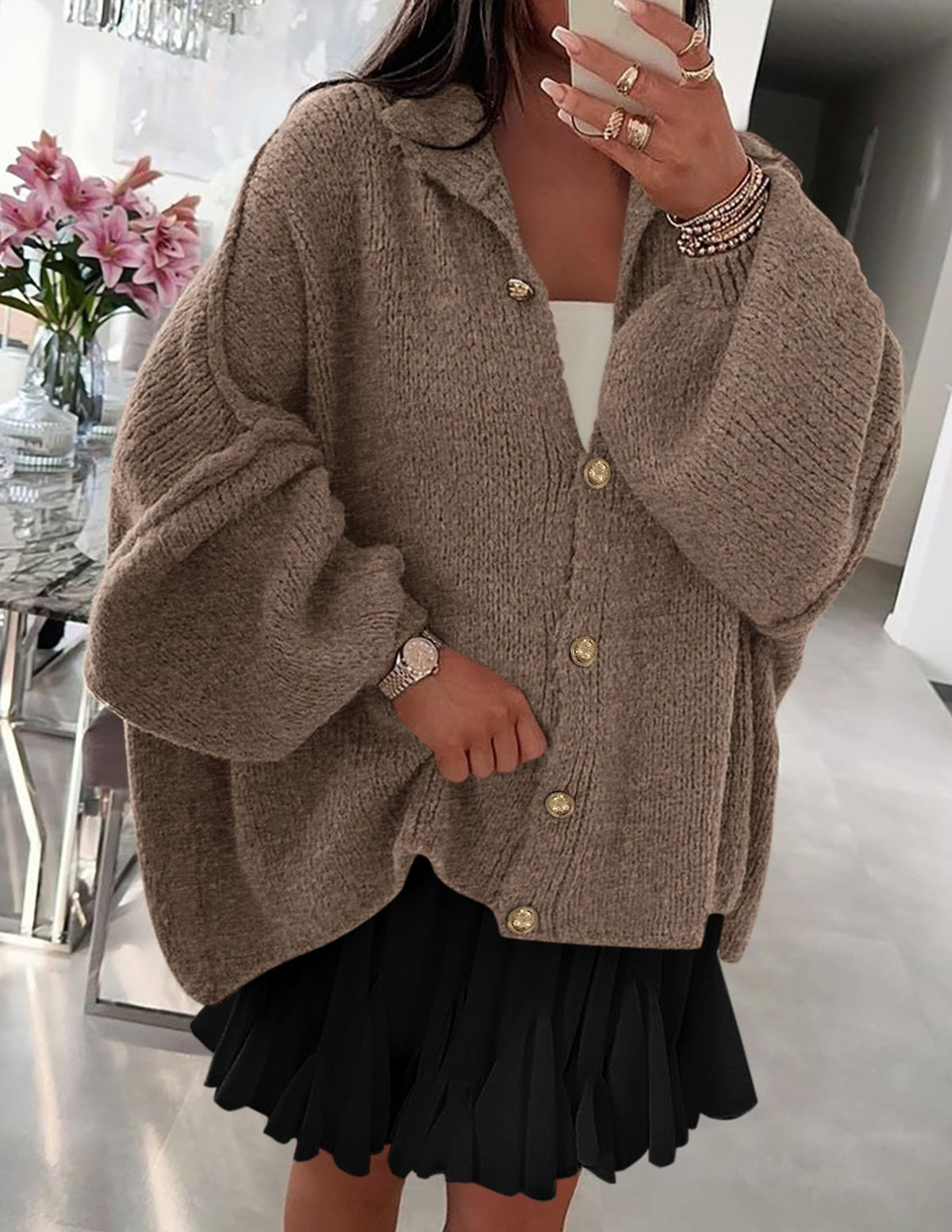PRETTYGARDEN Women's Oversized Chunky Cardigan Sweaters Camel,L 🍁 All In One Marketplace Canada