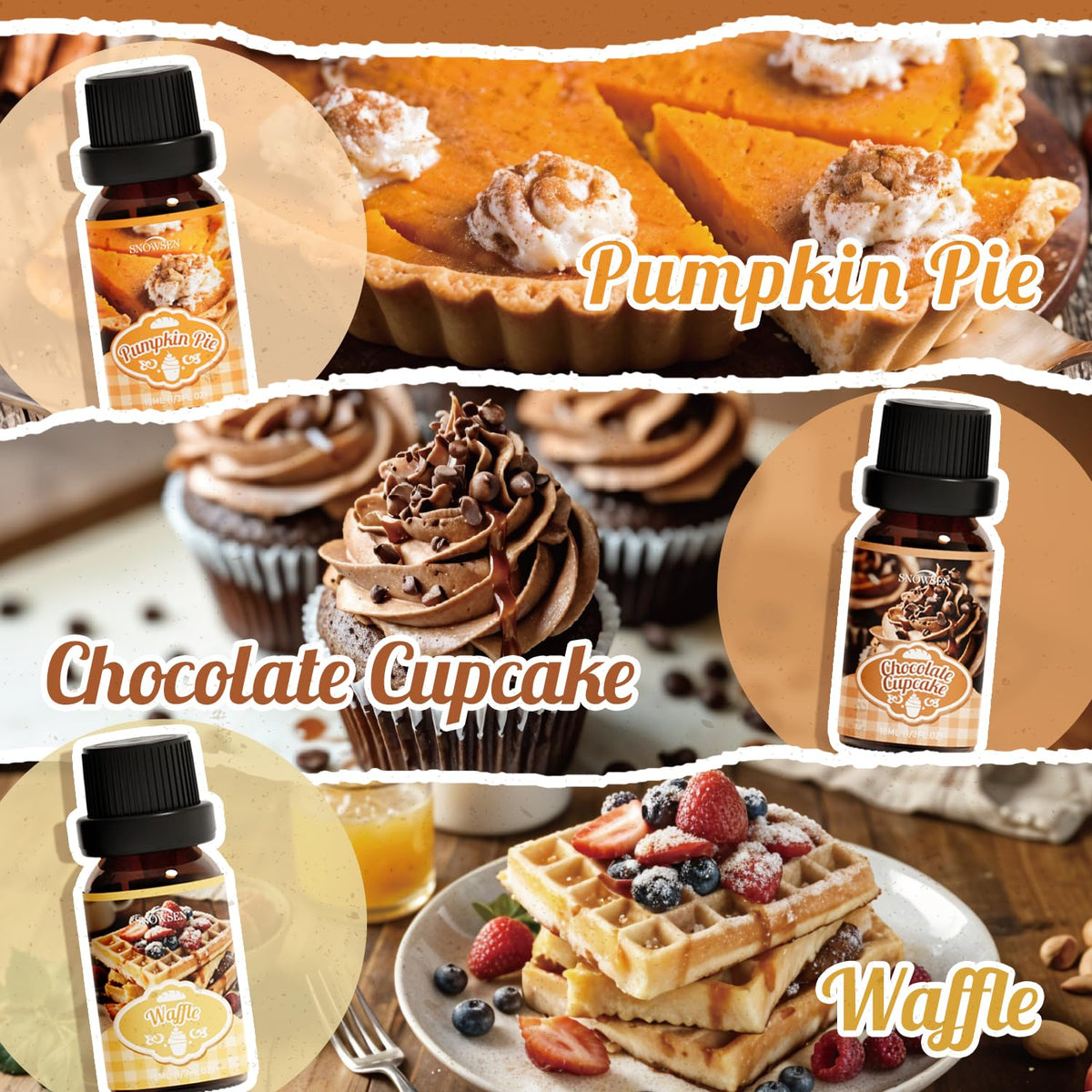 Bakery fragrance oils for Diffuser, Dessert Essential Oils for Aromatherapy, Candle Making, Waffle, Pumpkin Pie, Snickerdoodle, Gingerbread and More, Gift Set for Freshie Scents 🍁 All In One Marketplace Canada