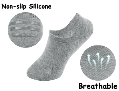 BenSorts Pack of 6 Low Cut Ankle Style Socks for Women Liner Non Slip Invisible Hidden Socks White Black Gray 6 Pairs Size 5 6 7 8