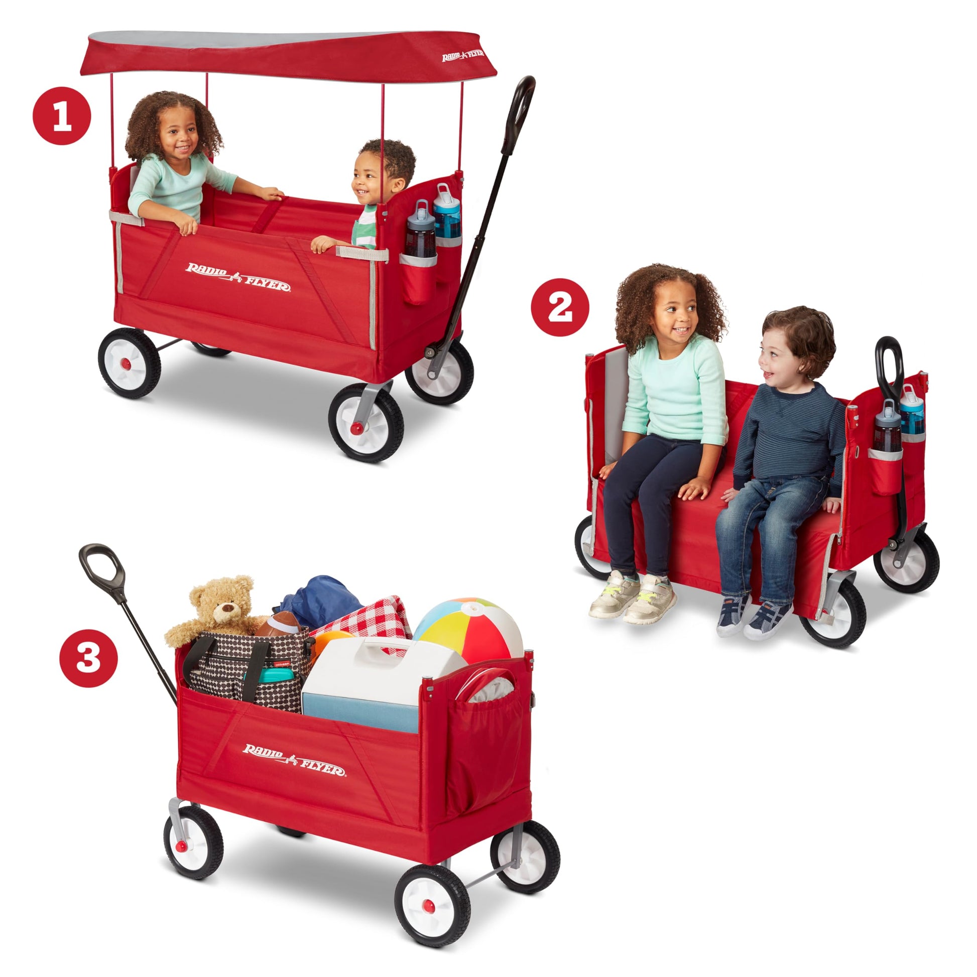 3 In 1 Off-Road EZ Fold Wagon with Canopy Radio Flyer