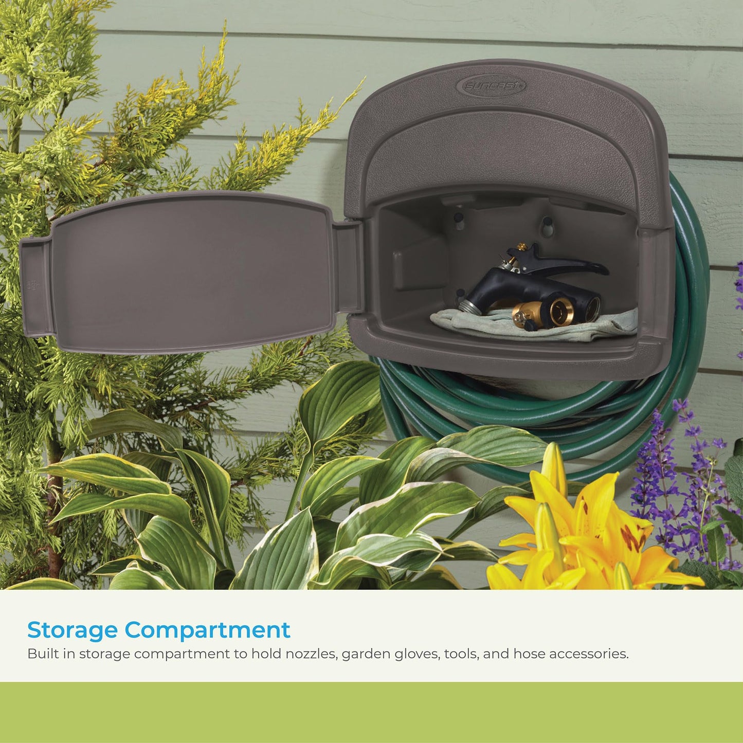Suncast DHH150ST Deluxe Hangout Hose Hanger,Stoney Gray,1 Count (Pack of 1) - Available at All In One Marketplace Canada