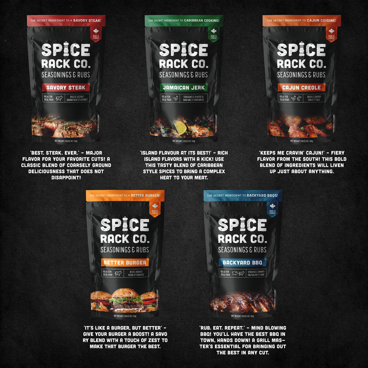 Spice Rack Co. BBQ Spices And Rubs Gift Set, BBQ Seasoning And Rubs 5-Pack 🍁 All In One Marketplace Canada