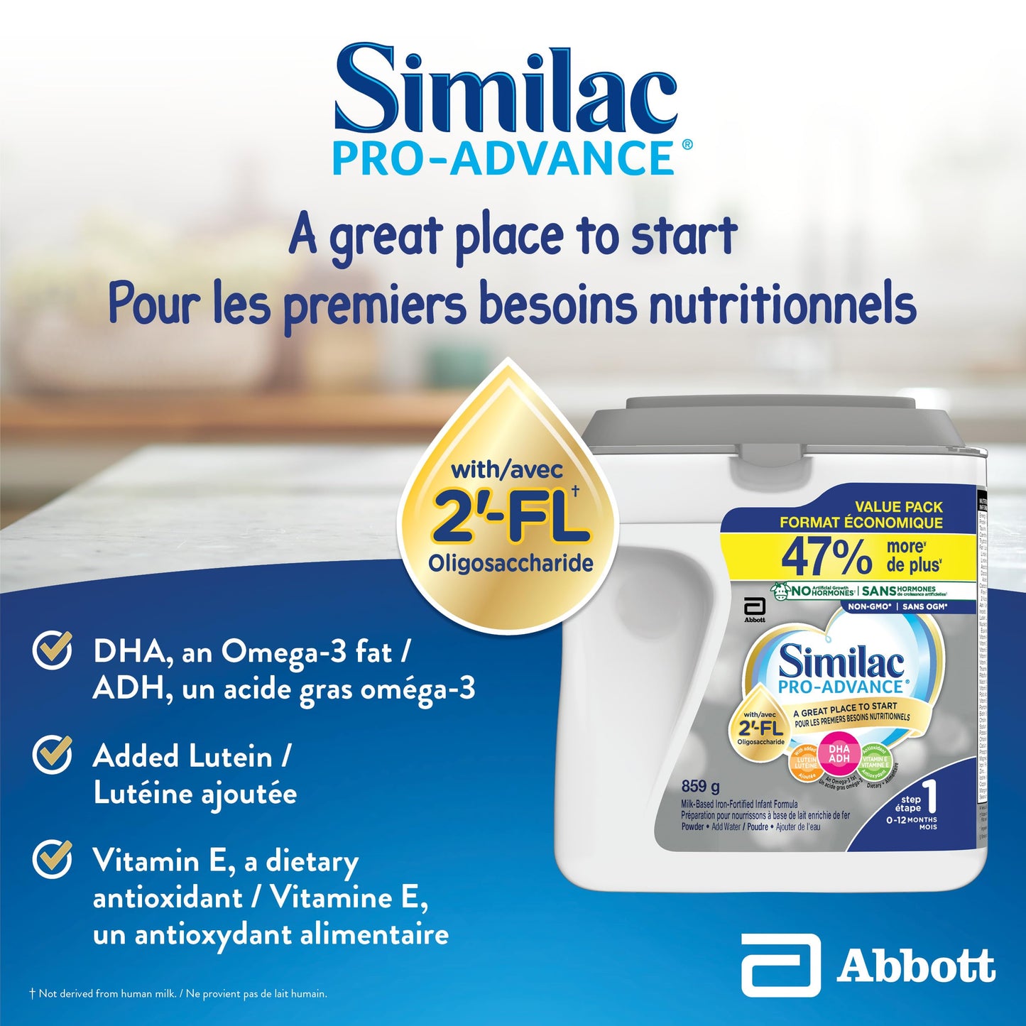 Similac Pro-Advance Step 1 Infant Formula Powder – 859g, Closest to Breast Milk with 2'-FL, Newborn & Up
