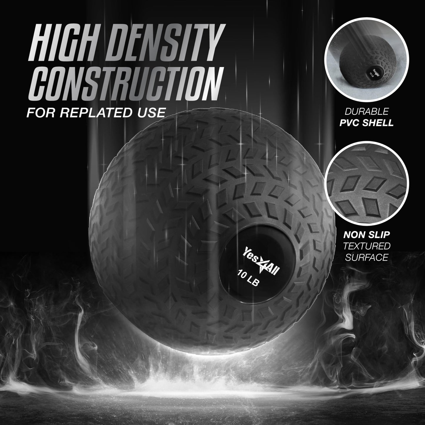 Yes4All 10 lbs Slam Ball for Strength and Cross Training – Medicine Ball (Black) 🍁 All In One Marketplace Canada