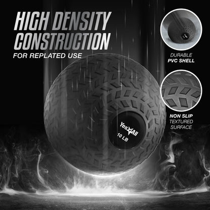 Yes4All 10 lbs Slam Ball for Strength and Cross Training – Medicine Ball (Black) 🍁 All In One Marketplace Canada