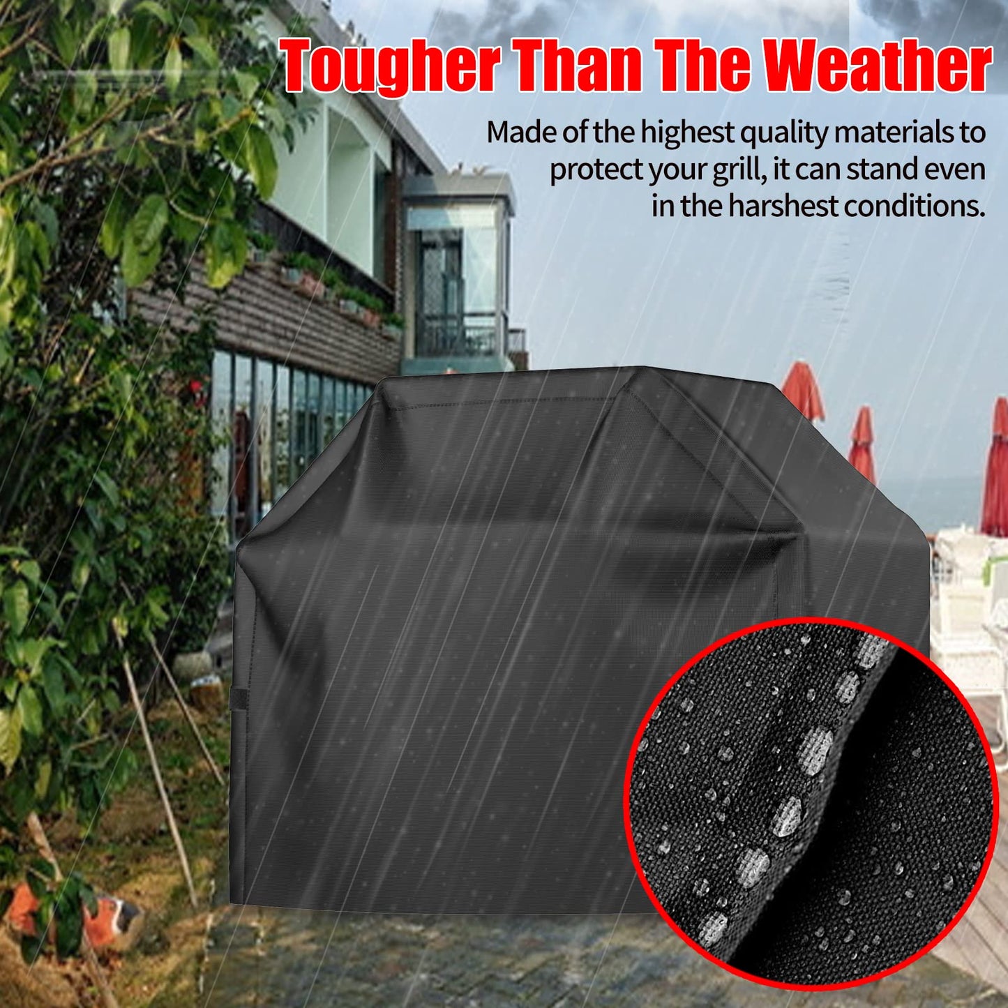 Grill Cover, 52 inch BBQ Gas Grill Cover Waterproof Weather Resistant, UV and Fade Resistant, UV Resistant Material for Weber Char-Broil Nexgrill Grills and More, Black