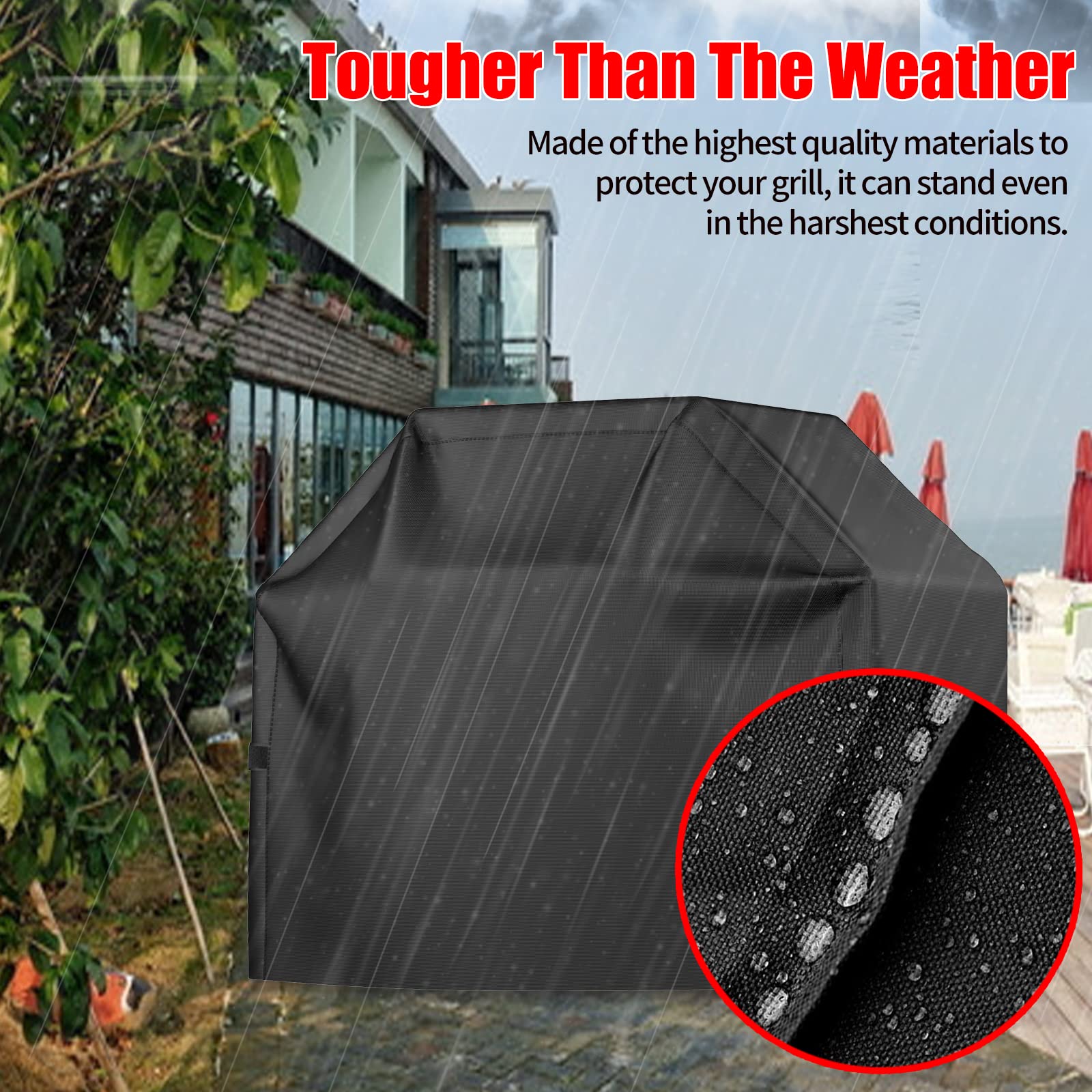 Grill Cover, 52 inch BBQ Gas Grill Cover Waterproof Weather Resistant, UV and Fade Resistant, UV Resistant Material for Weber Char-Broil Nexgrill Grills and More, Black