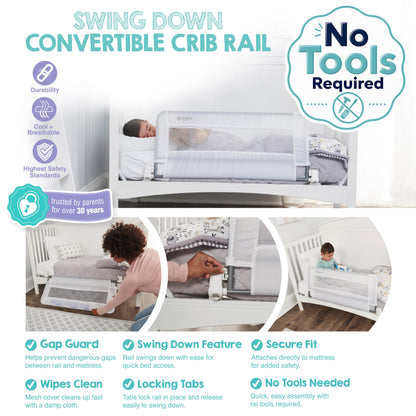 Regalo Swing Down Crib Rail, with Reinforced Anchor Safety System