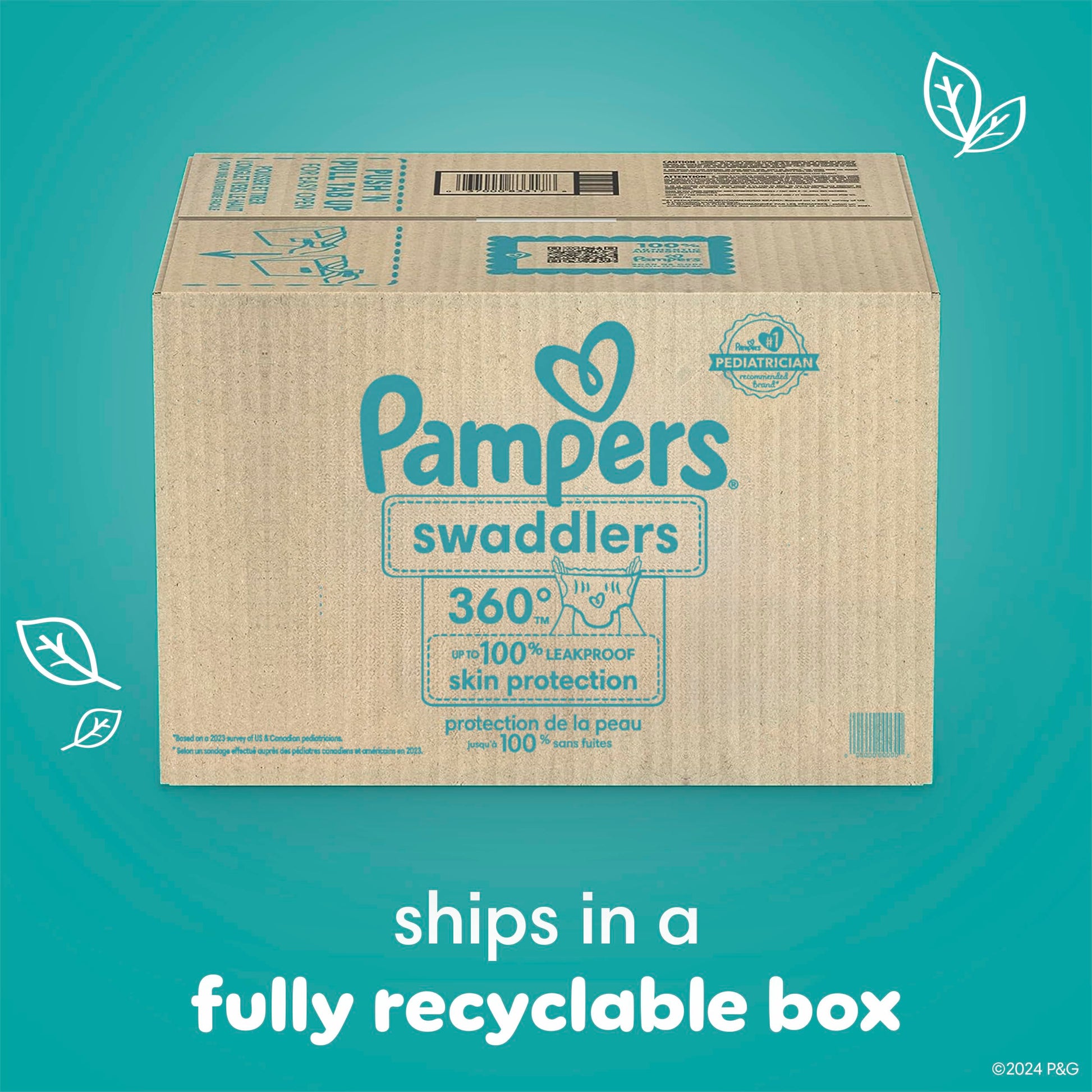 Pampers Diapers - Swaddlers 360° - Size 5, up to 100% Leakproof Comfy Dry Fit, EZ Off Tabs Designed for Easy Changes, Pull On Diaper, 1 Pack (Count of 116)