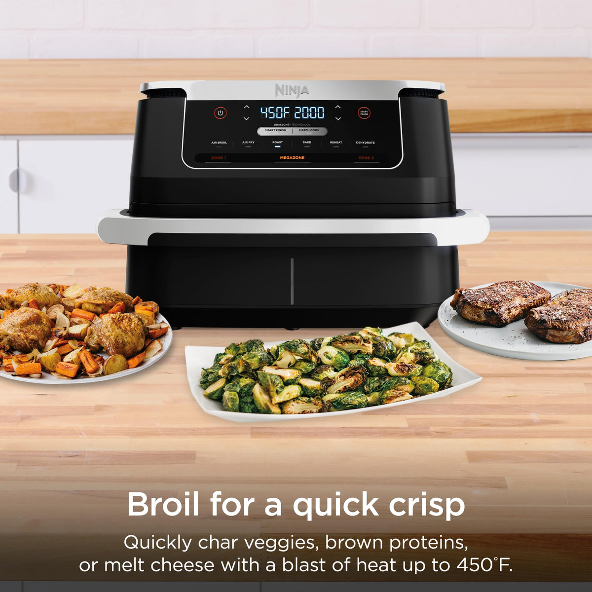 Ninja Foodi Air Fryer, 7 Qt/6.6L MegaZone, 6-in-1, Black, DZ071C