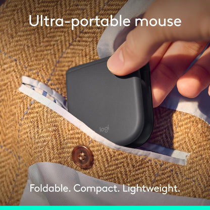 Logitech Mobi Fold Foldable Wireless Mouse with Quiet Click, Graphite