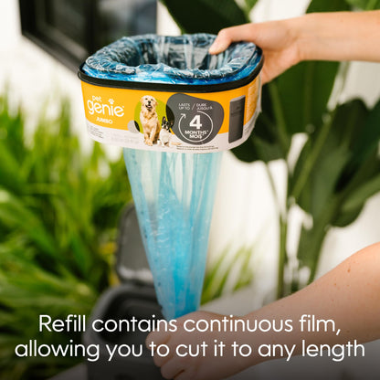 Pet Genie Jumbo Refill Bags - Multi-Layer Continuous film for Waste and Odor - Up to 4 Months of Supply, Only Compatible with Pet Genie Pail