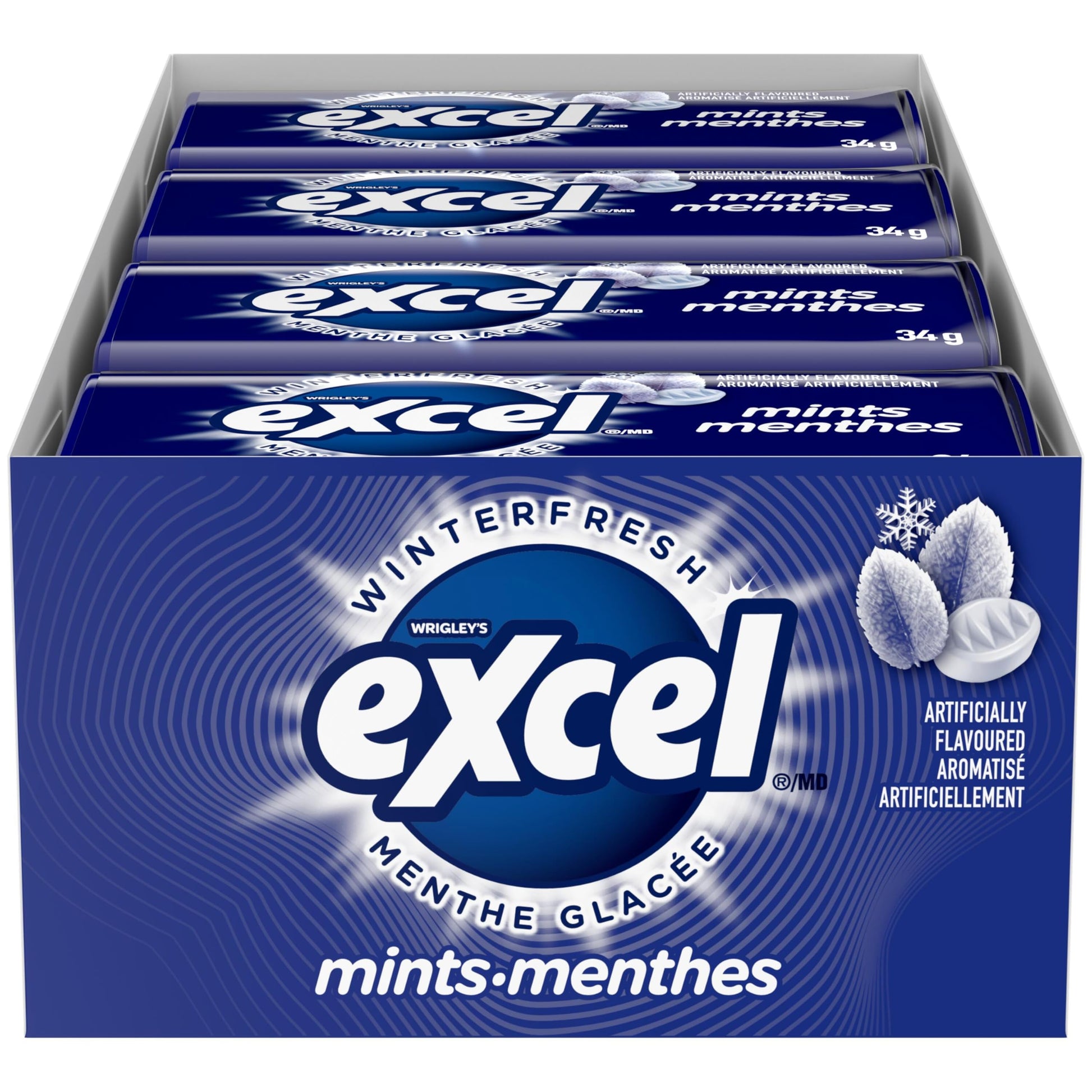 EXCEL, Winterfresh Flavoured Mints, 34g, Tin, 8 Packs - Available at All In One Marketplace Canada