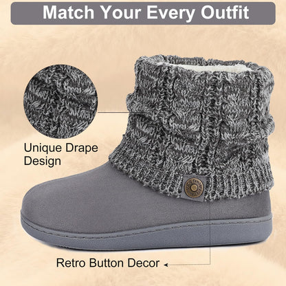 FamilyFairy Women's Bootie Slippers Warm Winter Boots Dark Grey, 7-8 🍁 All In One Marketplace Canada