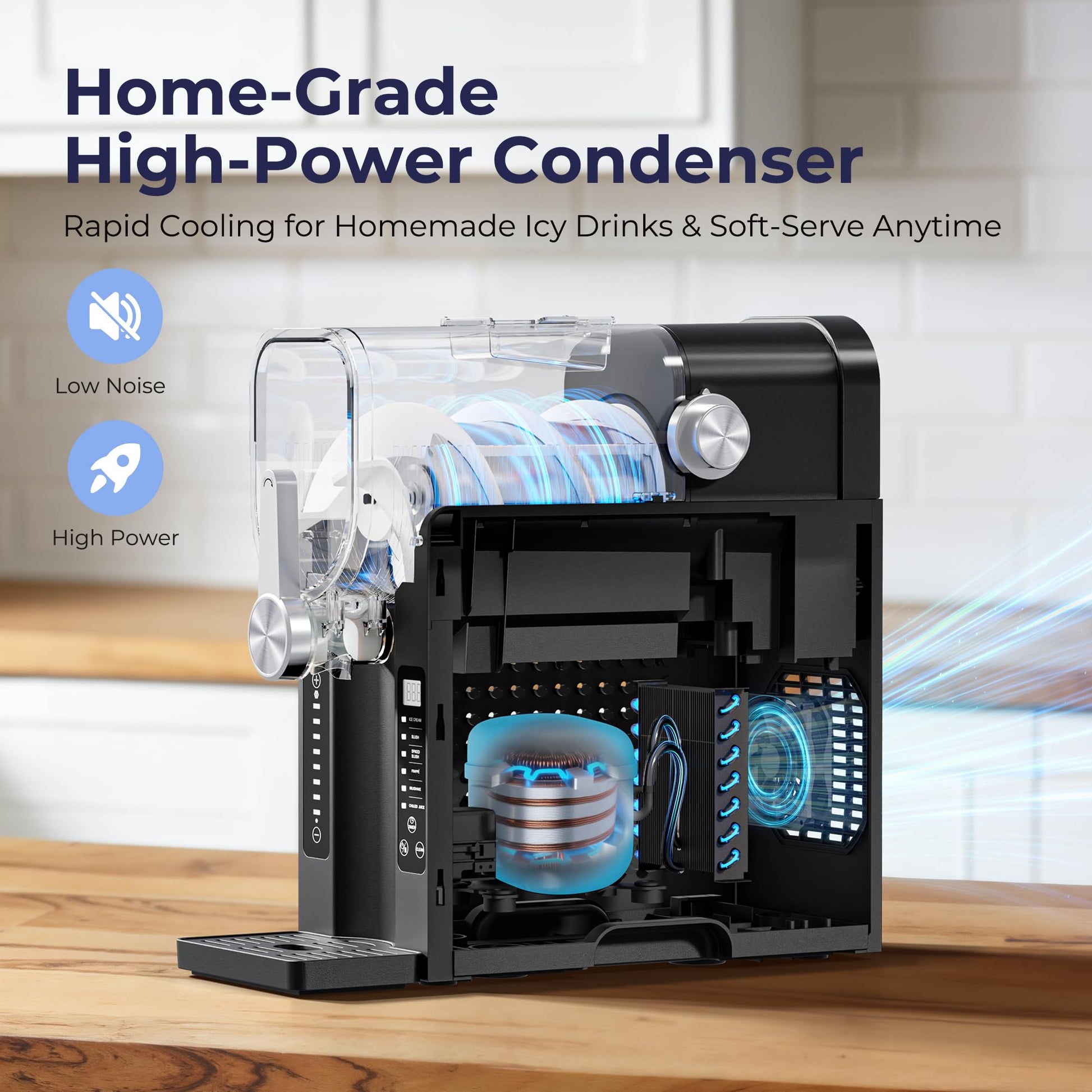 Slushie Machine, No Ice Needed Slushy Maker for Home, Real-Time Temp Display, Frozen Drink Maker with 6 Preset Programs for Ice Cream, Frappés, Milk Shake and More, Black, 1 Pack+3Modes - Available at All In One Marketplace Canada