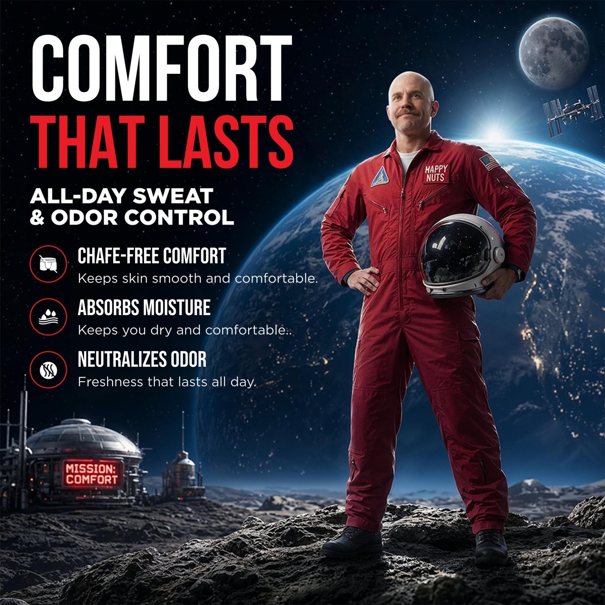 Happy Nuts Comfort Cream Deodorant For Men: Anti-Chafing Sweat Defense, Odor Control, Aluminum-Free Mens Deodorant & Hygiene Products for Men's Private Parts - Available at All In One Marketplace Canada