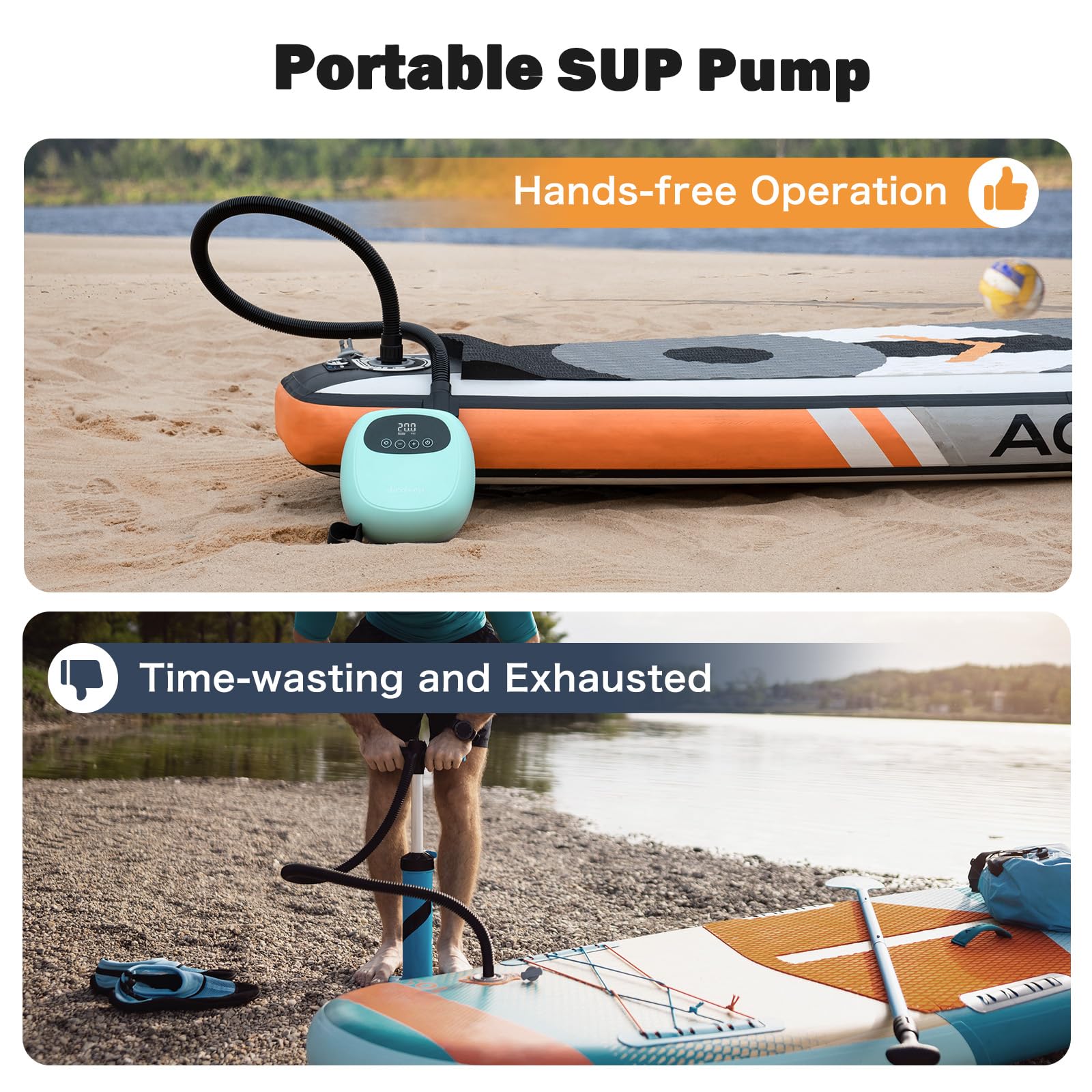 dwndpump Electric Paddle Board Pump, Rechargeable 20PSI SUP Pump, Dual-Stage Inflation and Deflation, Portable Electric Air Pump for Kayaks, Wind Wings, SUPs(Green) - Available at All In One Marketplace Canada