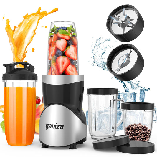 Smoothie Blender, Ganiza Blenders for Smoothies with 15-Piece Blender and Grinder Combo, 4 BPA-Free Personal Blender Cup, for Shakes, Protein Drinks, Fruit Vegetable Drink, Nuts, Spices, Coffee Beans - Available at All In One Marketplace Canada