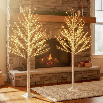 EAMBRITE Christmas Decor, 2 Pack Lighted Birch Tree Indoor Outdoor Decorations, 5FT 6FT Prelit Artificial Tree with Timer and Dimmer for Home Room Wedding Christmas Decorations 🍁 All In One Marketplace Canada