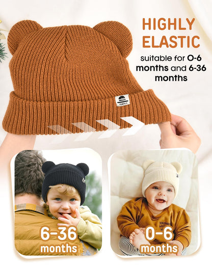 FURTALK Baby Beanie with Bear Ear Warm Knit Winter Hat for Infant Toddlers 🍁 All In One Marketplace Canada