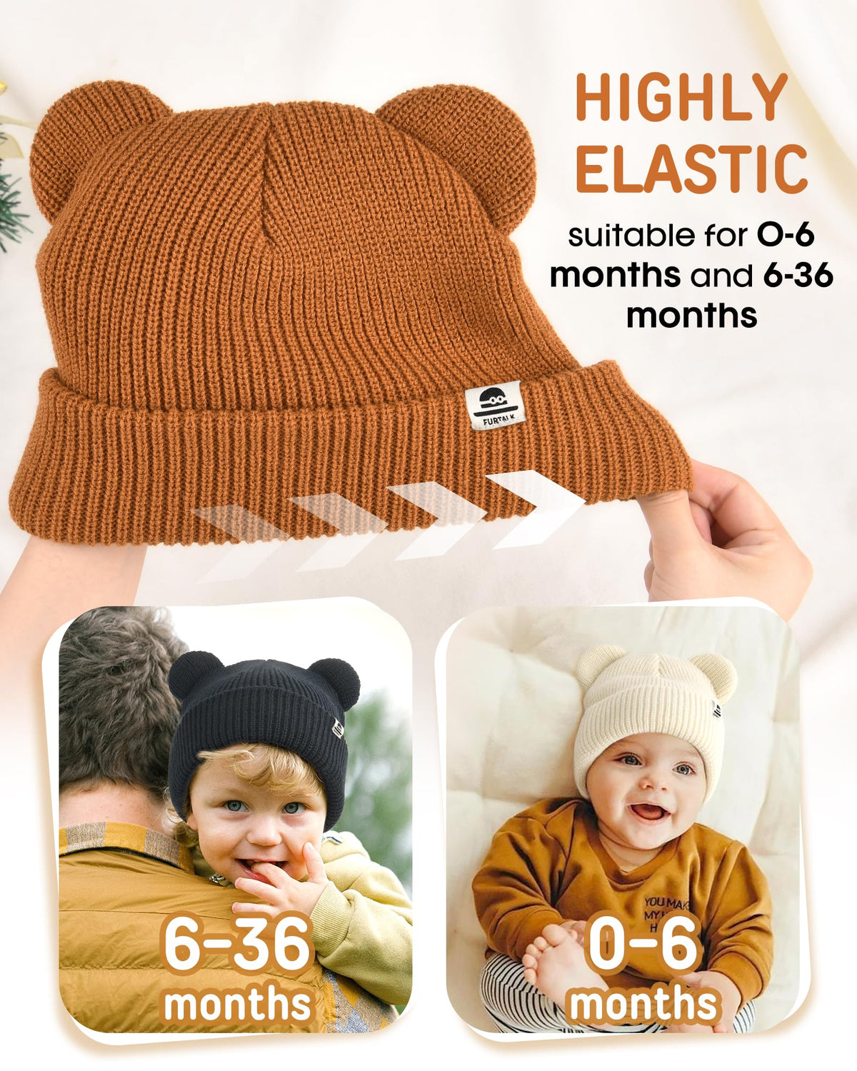 FURTALK Baby Beanie with Bear Ear Warm Knit Winter Hat for Infant Toddlers 🍁 All In One Marketplace Canada