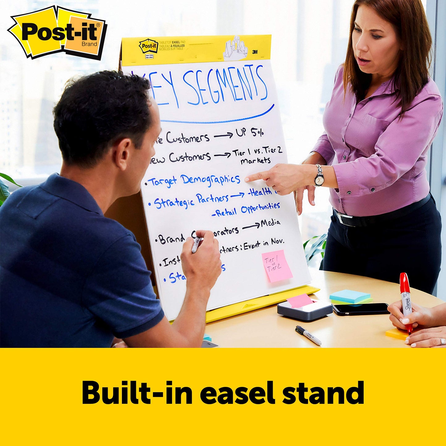 Post-it Super Sticky Tabletop Easel Pad, Great for Virtual Teachers and Students, 20 x 23 Inches, 20 Sheets/Pad, 1 Pad (563R), Portable White Premium Self Stick Flip Chart Paper, Built-in Easel Stand Post-It
