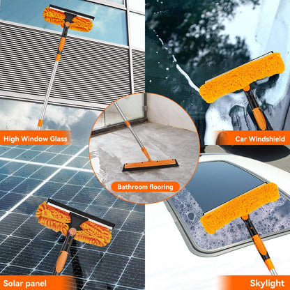 Window Cleaning Tools Window Squeegee: 2 in 1 Double-Sided Professional Cleaner Window Washing Kit with Extension Pole 20+ Ft Duster for High Ceilings Microfiber Scrubber for Indoor Outdoor High Glass - Available at All In One Marketplace Canada