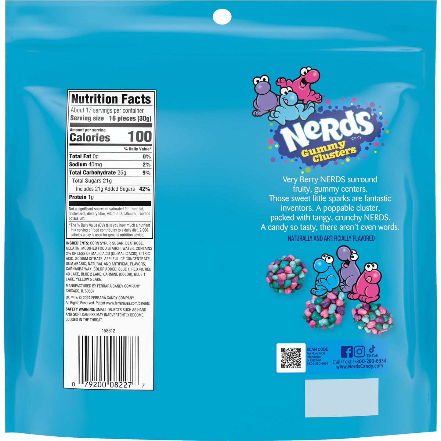 NERDS Very Berry Gummy Clusters Candy - 18.5 oz Resealable Bag