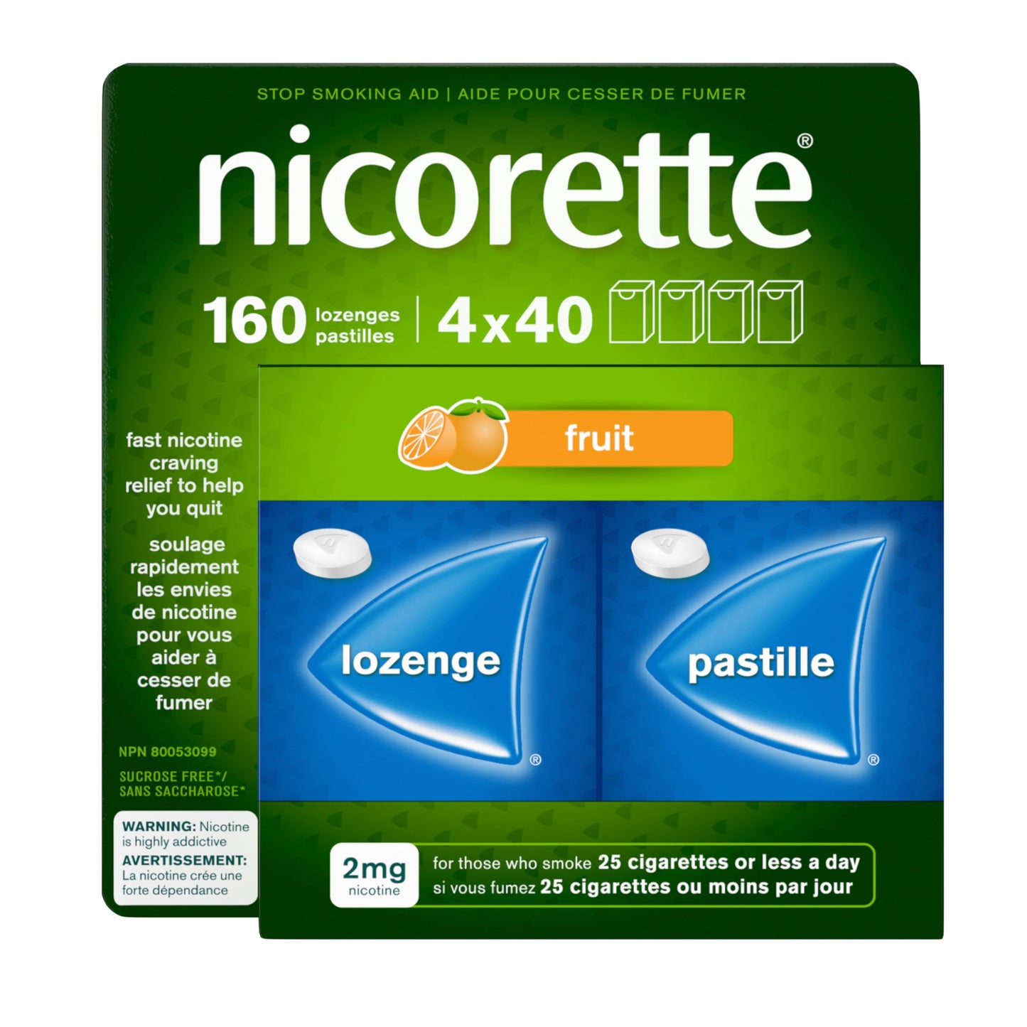 Nicorette 2mg Nicotine Lozenges Fruit, Quit Smoking Aid, 160 Count Nicorette