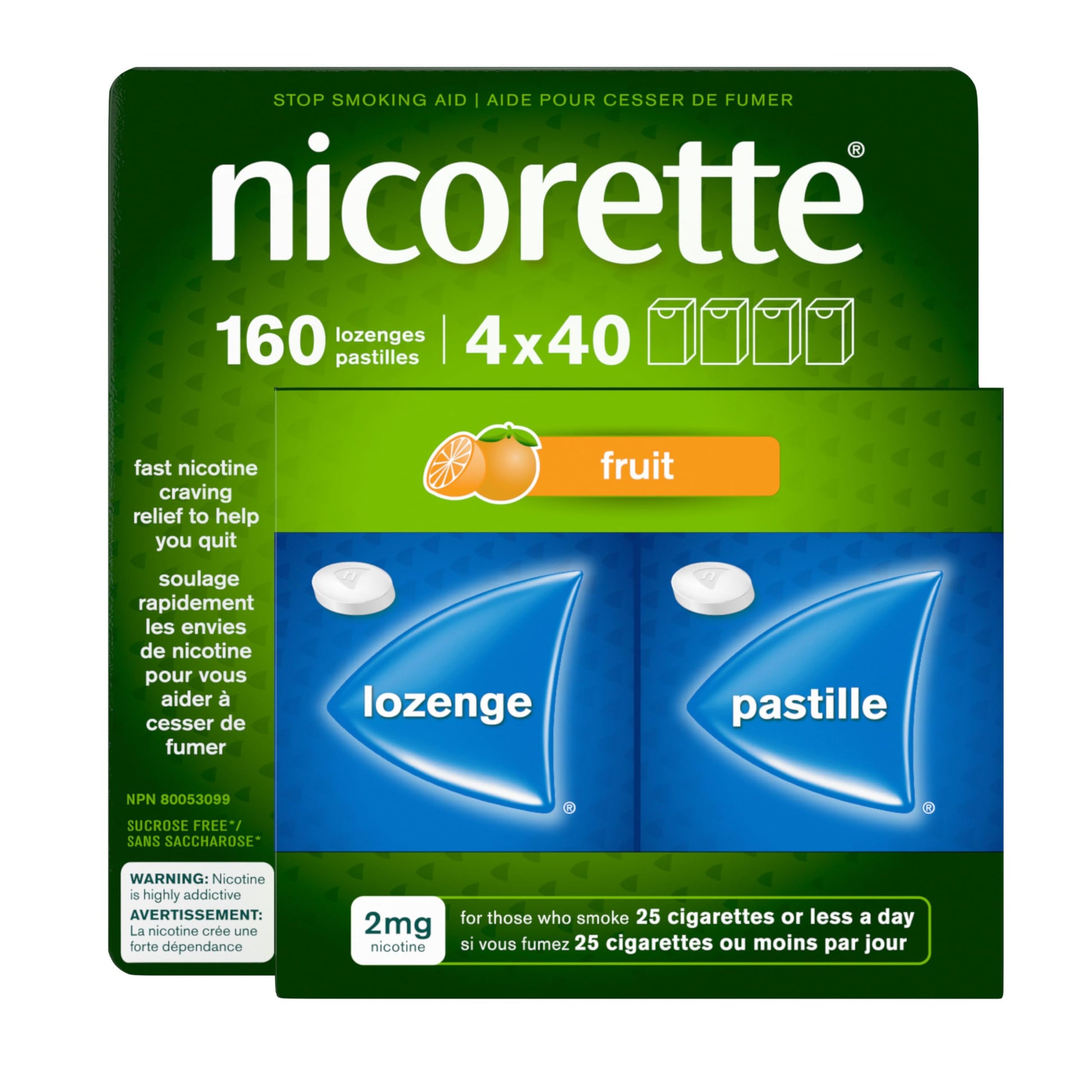 Nicorette 2mg Nicotine Lozenges Fruit, Quit Smoking Aid, 160 Count Nicorette