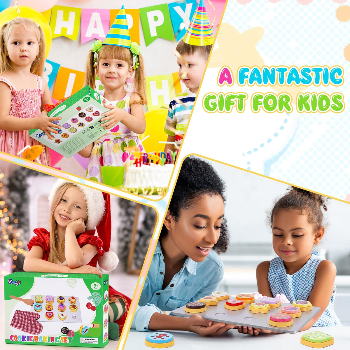 Slice and Bake Wooden Cookie Play Food Set for Kids Kitchen - Toy Food 🍁 All In One Marketplace Canada