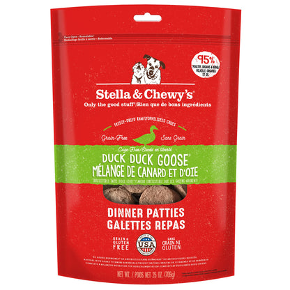 Stella & Chewy’s Freeze Dried Raw Dinner Patties – Grain Free Dog Food, Protein Rich Duck Duck Goose Recipe – 708g Bag