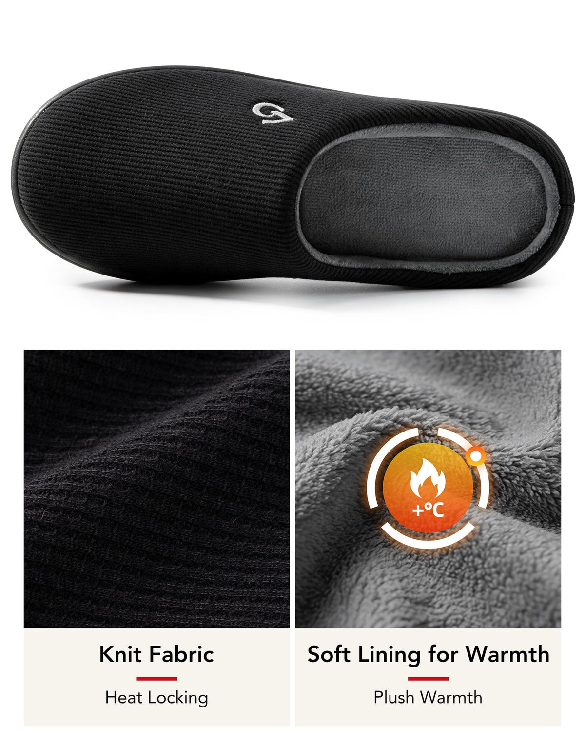 VeraCosy Men's Two-tone Memory Foam Slippers Muted Black Gray,9-10 US 🍁 All In One Marketplace Canada
