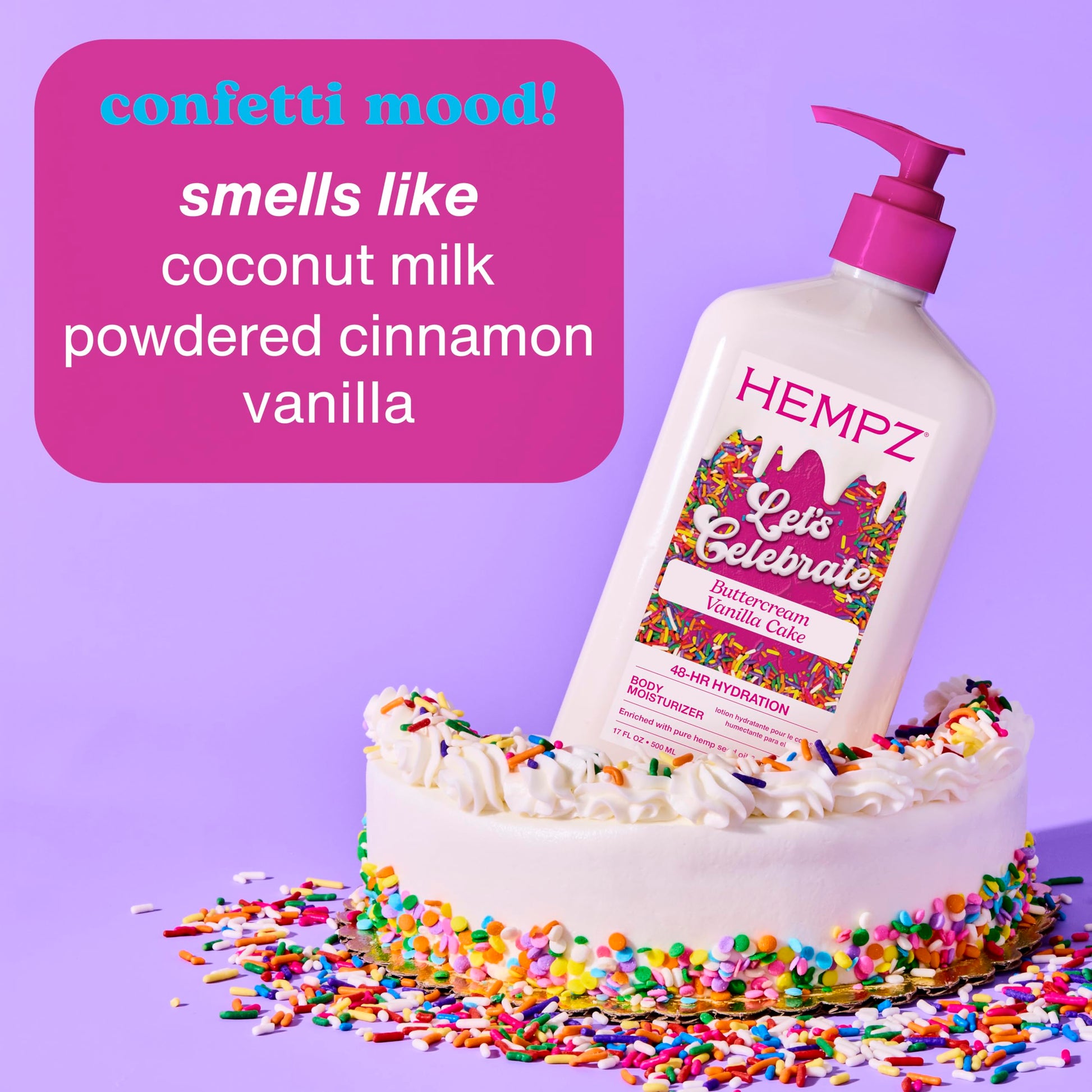 HEMPZ Body Lotion - Buttercream Cake Limited Edition Daily Moisturizing Cream, Shea Butter, Agave, Rice, Oat Hand and Body Moisturizer - Skin Care Products, Hemp Seed Oil - 17 Fl Oz - Available at All In One Marketplace Canada