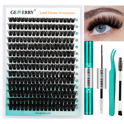 GEMERRY Cluster Lashes Lash Clusters Lash Extension Kit Black Brown Eyelashes 3D-200D 8-20mm (1 count (Pack of 1), Beginner Set-80D) - Available at All In One Marketplace Canada