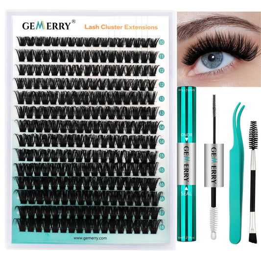 GEMERRY Cluster Lashes Lash Clusters Lash Extension Kit Black Brown Eyelashes 3D-200D 8-20mm (1 count (Pack of 1), Beginner Set-80D) - Available at All In One Marketplace Canada