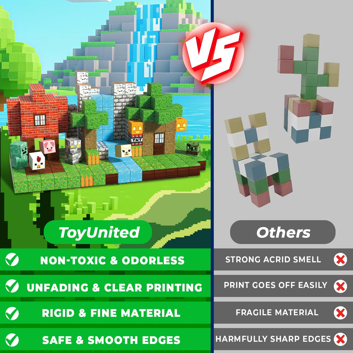 ToyUnited Magnetic Blocks 300 Pieces Build Mega Forest Castle, Cute Fun Magnetic Building Blocks Stacking Toys, Montessori Sensory Toy for Kids Aged 3+ 4 5 6 7 8 Years Old Boys Girls Gift Christmas 🍁 All In One Marketplace Canada