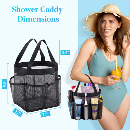 Lifewit Mesh Shower Caddy Freestanding Portable Shower Tote Bag for College Dorm, Bathroom, Gym, Travel, Quick Dry Hanging Shower Organizer with 7 Storage Pockets for Toiletry Essentials, Medium,Black - Available at All In One Marketplace Canada